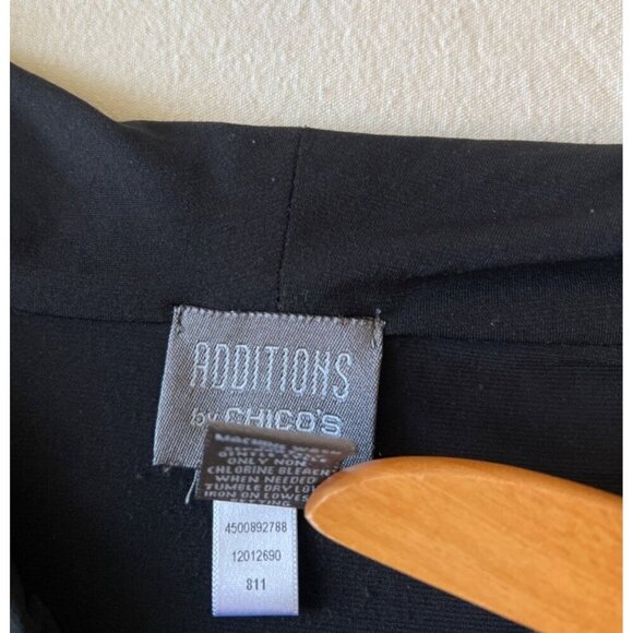 Additions by Chicos Womens Size 3 Black Dress Cowl Neck 3/4 Sleeves Stretch Knit - Picture 10 of 10